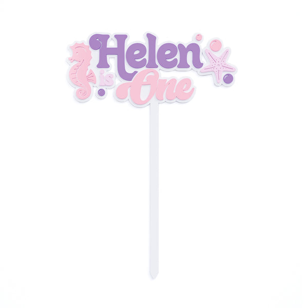 The Cotton and Canvas Co. Personalized Under the Sea Baby Girl Acrylic Cake Topper