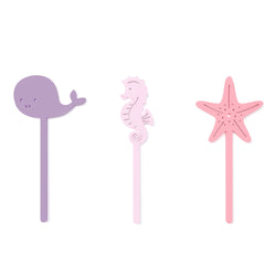 Under the Sea Baby Girl Acrylic Cupcake Toppers, Pack of 12