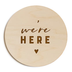 We're Here Newborn Twin Baby Announcement Sign