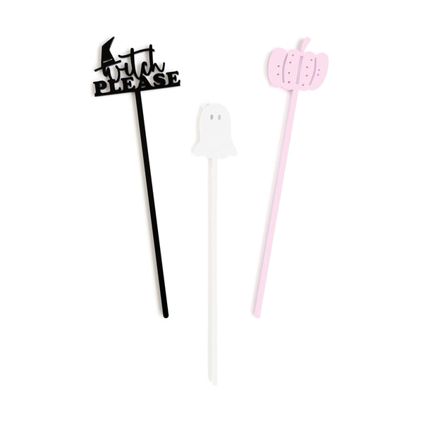 The Cotton and Canvas Co. Whimsy Halloween Party Drink Stirrers, Set of 12
