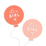 It's A Girl with Bow Newborn Baby Girl Balloon Announcement