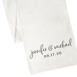 Personalized Name and Date Cotton Canvas Table Runner - The Cotton and Canvas Co.