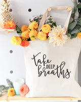 Take Deep Breaths Gym Cotton Canvas Tote Bag - The Cotton and Canvas Co.