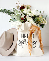 Hello Spring Cotton Canvas Tote Bag - The Cotton and Canvas Co.