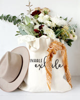 Inhale and Exhale Cotton Canvas Tote Bag - The Cotton and Canvas Co.