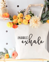 Inhale and Exhale Cotton Canvas Tote Bag - The Cotton and Canvas Co.