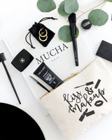 Kiss & Make Up Cotton Canvas Cosmetic Bag - The Cotton and Canvas Co.