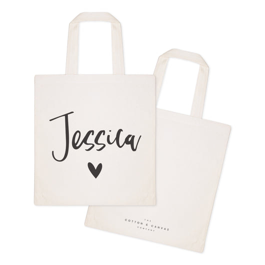Personalized Heart Name Cotton Canvas Tote Bag – The Cotton & Canvas Co.