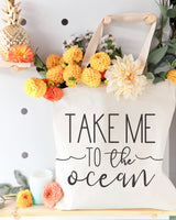 Take Me to the Ocean Cotton Canvas Tote Bag - The Cotton and Canvas Co.