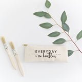 Everyday I'm Hustlin' Cotton Canvas Pencil Case and Travel Pouch - The Cotton and Canvas Co.