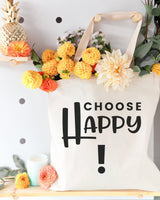 Choose Happy Cotton Canvas Tote Bag - The Cotton and Canvas Co.