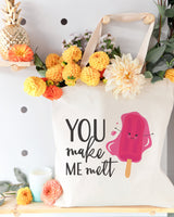 You Make Me Melt Cotton Canvas Tote Bag - The Cotton and Canvas Co.