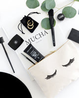 Closed Eyelashes Cotton Canvas Cosmetic Bag - The Cotton and Canvas Co.