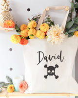 Personalized Name Skull Cotton Canvas Tote Bag - The Cotton and Canvas Co.