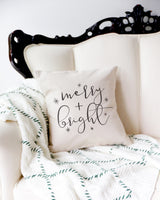 Merry and Bright Cotton Canvas Christmas Holiday Pillow Cover - The Cotton and Canvas Co.