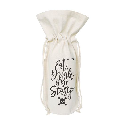 Eat, Drink and Be Scary Cotton Canvas Wine Bag - The Cotton and Canvas Co.