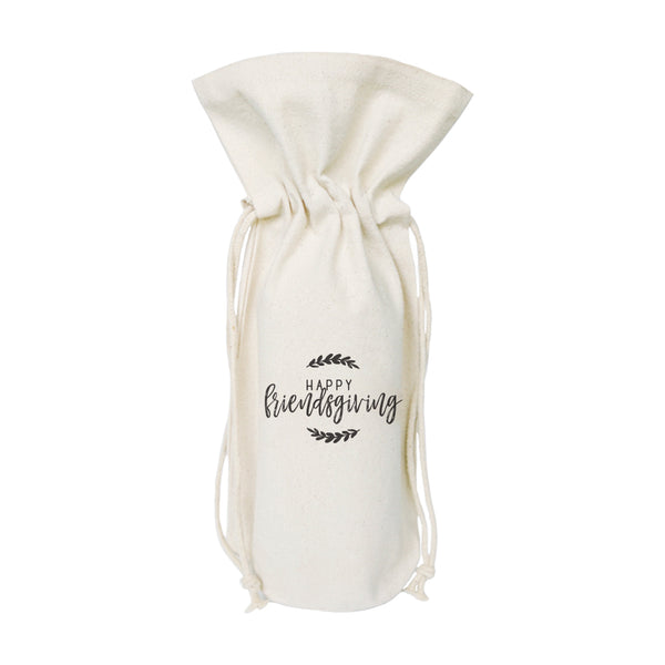The Cotton and Canvas Co. Happy Friendsgiving Canvas Wine Bag