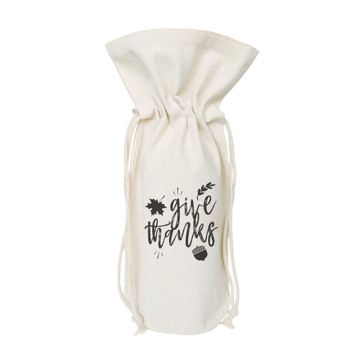Give Thanks Canvas Wine Bag - The Cotton and Canvas Co.