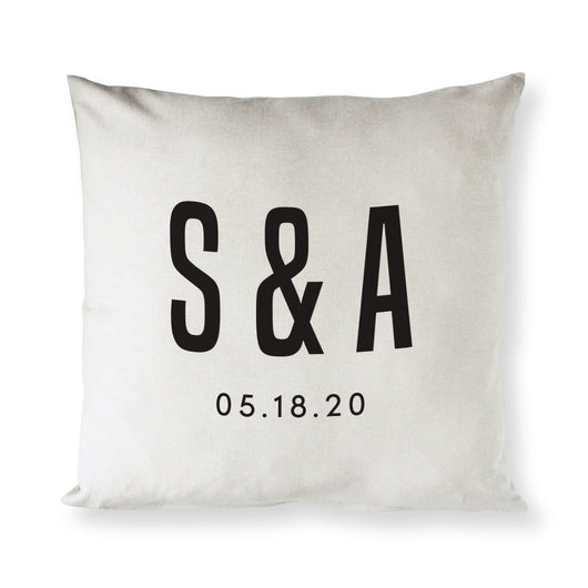 Personalized Couple Monogram and Date Pillow Cover - The Cotton and Canvas Co.