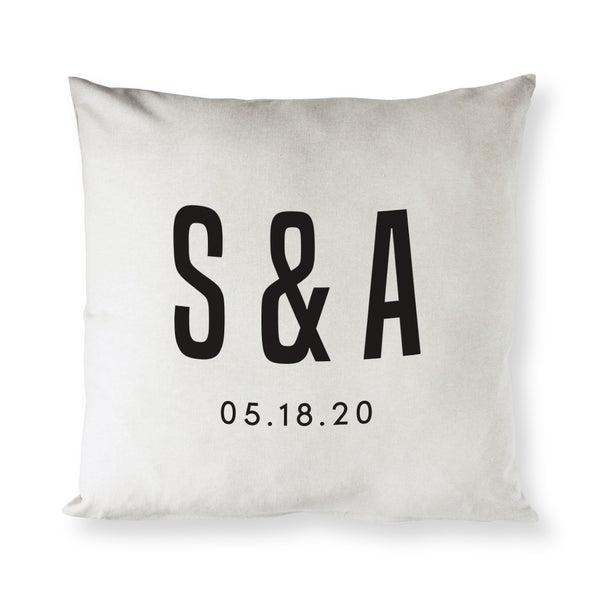 The Cotton and Canvas Co. Personalized Couple Monogram and Date Pillow Cover
