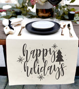 Happy Holidays Canvas Table Runner - The Cotton and Canvas Co.