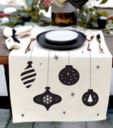 Christmas Ornaments Cotton Canvas Table Runner - The Cotton and Canvas Co.