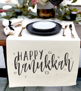 Happy Hanukkah Canvas Table Runner - The Cotton and Canvas Co.