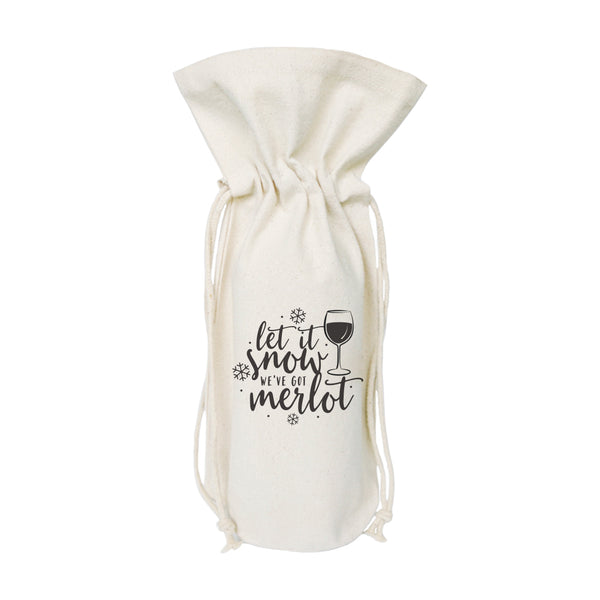 The Cotton and Canvas Co. Let It Snow, We've Got Merlot Christmas Canvas Wine Bag
