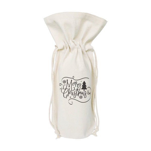 The Cotton and Canvas Co. Merry Christmas Cotton Canvas Wine Bag