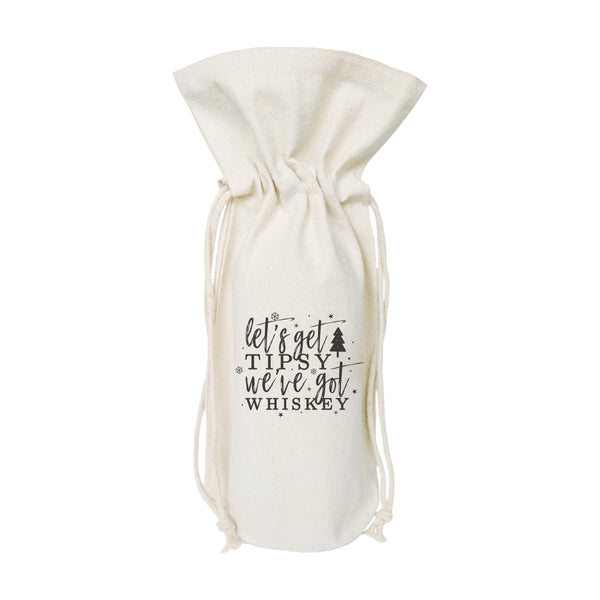 The Cotton and Canvas Co. Let's Get Tipsy, We've Got Whiskey Christmas Canvas Wine Bag