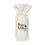 Happy Holiday Christmas Canvas Wine Bag - The Cotton and Canvas Co.