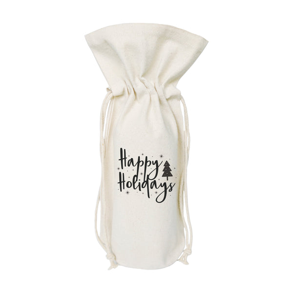 The Cotton and Canvas Co. Happy Holiday Christmas Canvas Wine Bag