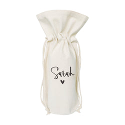 Personalized Name with Heart Canvas Wine Bag - The Cotton and Canvas Co.