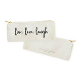 Live, Love, Laugh Cotton Canvas Pencil Case and Travel Pouch - The Cotton and Canvas Co.