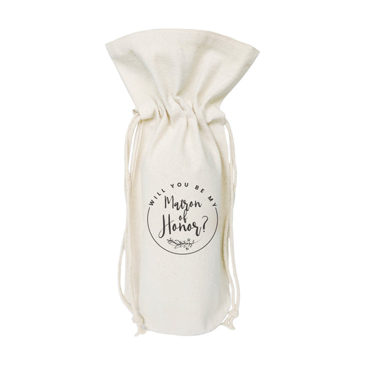Will You Be My Matron of Honor? Cotton Canvas Wine Bag - The Cotton and Canvas Co.