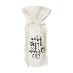 Eat, Drink and Be Married Cotton Canvas Wine Bag - The Cotton and Canvas Co.