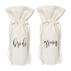Bride and Groom Cotton Canvas Wine Bag 2-Pack - The Cotton and Canvas Co.