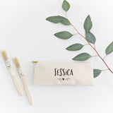 Personalized Name with Mini Heart Pencil Case and Travel Pouch - The Cotton and Canvas Co.
