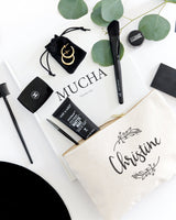 Personalized Name with Vine Cosmetic Bag and Travel Make Up Pouch - The Cotton and Canvas Co.