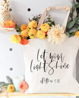 Let Your Light Shine, Matthew 5:16 Cotton Canvas Tote Bag - The Cotton and Canvas Co.