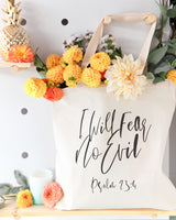 I Will Fear No Evil, Psalm 23:4 Cotton Canvas Tote Bag - The Cotton and Canvas Co.