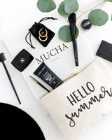 Hello Summer Cotton Canvas Cosmetic Bag - The Cotton and Canvas Co.