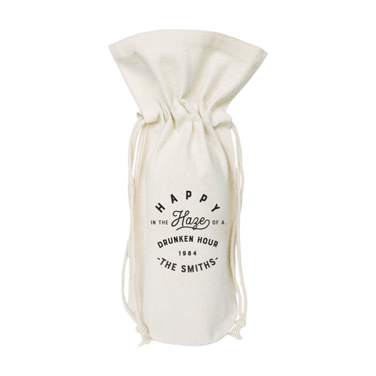 Happy in the Haze of a Drunken Hour Cotton Canvas Wine Bag - The Cotton and Canvas Co.