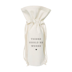 Things Could Be Worse Cotton Canvas Wine Bag - The Cotton and Canvas Co.