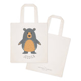 Personalized Name Bear Cotton Canvas Tote Bag - The Cotton and Canvas Co.
