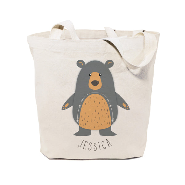 The Cotton and Canvas Co. Personalized Name Bear Cotton Canvas Tote Bag