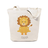 Personalized Name Lion Cotton Canvas Tote Bag - The Cotton and Canvas Co.