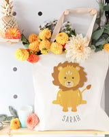 Personalized Name Lion Cotton Canvas Tote Bag - The Cotton and Canvas Co.