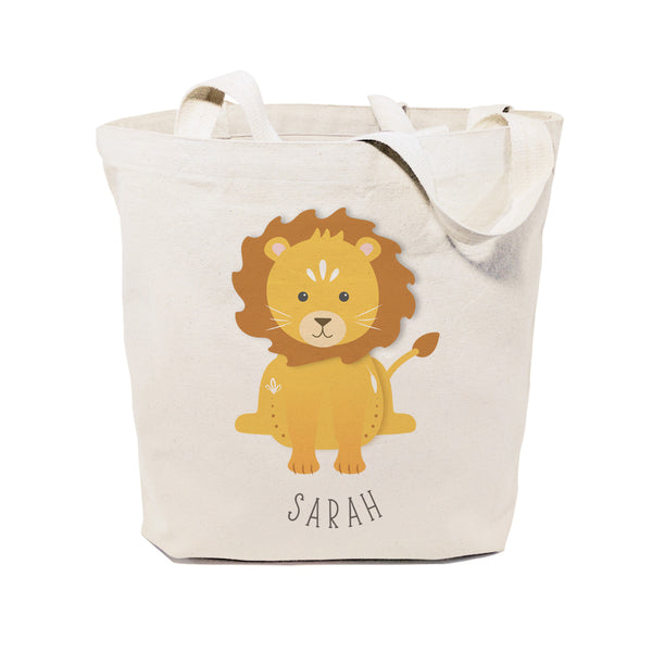 The Cotton and Canvas Co. Personalized Name Lion Cotton Canvas Tote Bag
