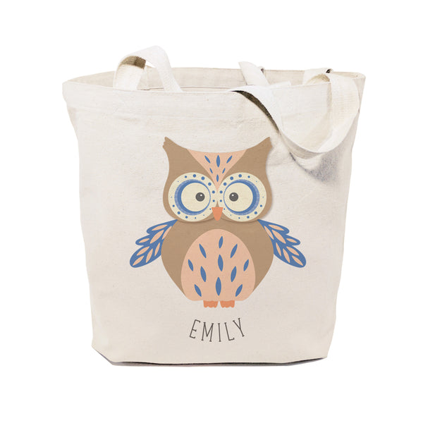 The Cotton and Canvas Co. Personalized Name Owl Cotton Canvas Tote Bag
